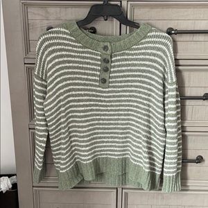 american eagle green and white striped sweater